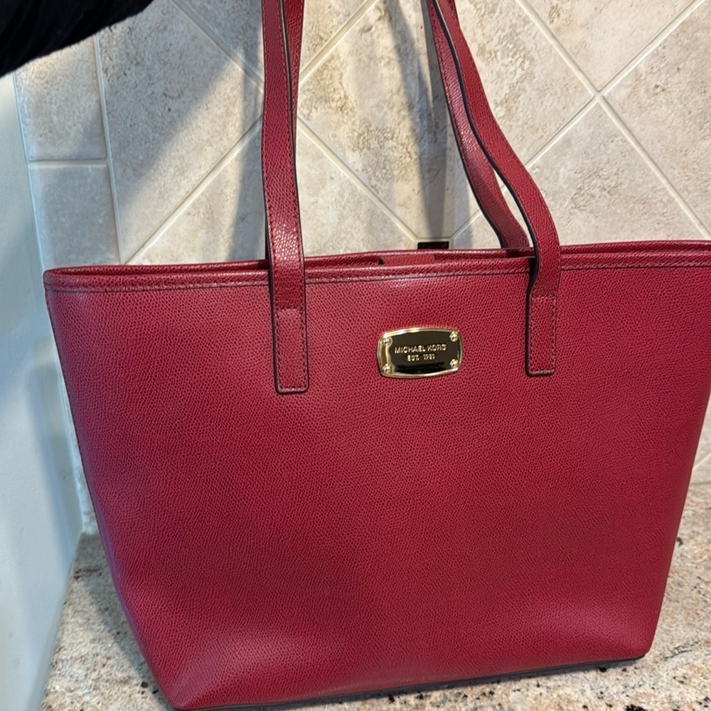 Michael Kors Jet Set Burgundy Red Tote